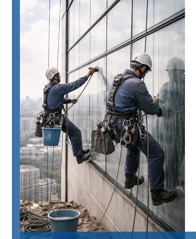 Профессиональная мойка фасадных окон альпинистами в Щекине