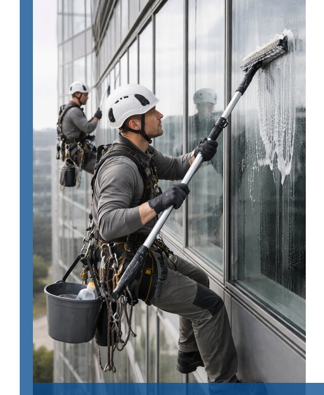 Высотная мойка сплошного остекления с выездом в Щекине