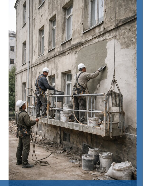 Капитальный ремонт фасада в Щекине от 4323 р. | ВЫСОТНИК-Екн