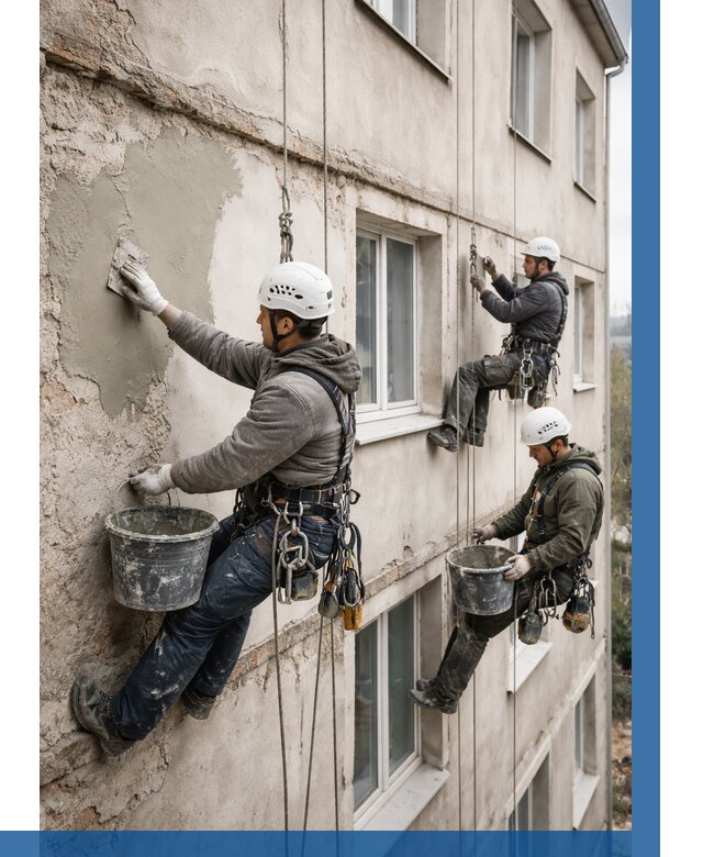 Ремонт штукатурного фасада в Щекине от 772 р. под ключ | ВЫСОТНИК-Екн