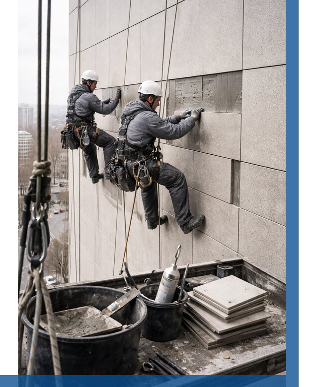 Ремонт фасада из керамогранита в Щекине от 2573 р. | ВЫСОТНИК-Екн