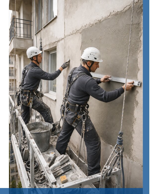 Штукатурка фасада на высоте в Щекине от 926 р. | ВЫСОТНИК-Екн