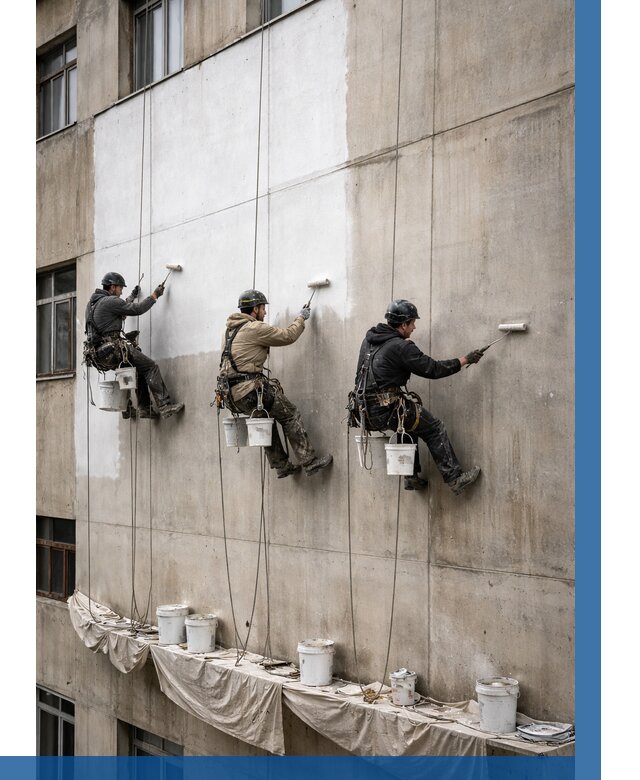 Покраска бетонного фасада в Щекине от 360 р за м2 | ВЫСОТНИК-Екн