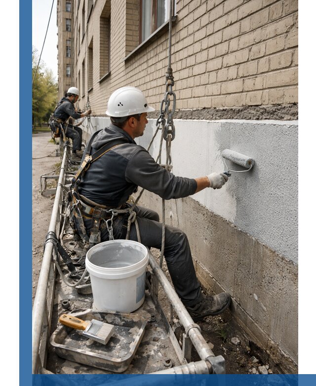 Окраска цоколя здания в Щекине профессионально и надежно