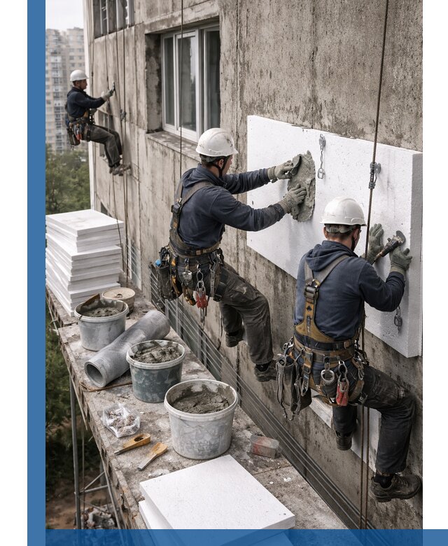 Утепление фасада пенополистиролом в Щекине под ключ