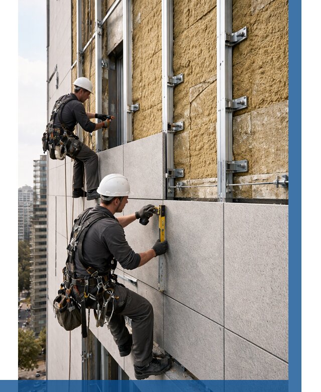 Монтаж вентилируемого фасада в Щекине от 3602 р. | ВЫСОТНИК-Екн