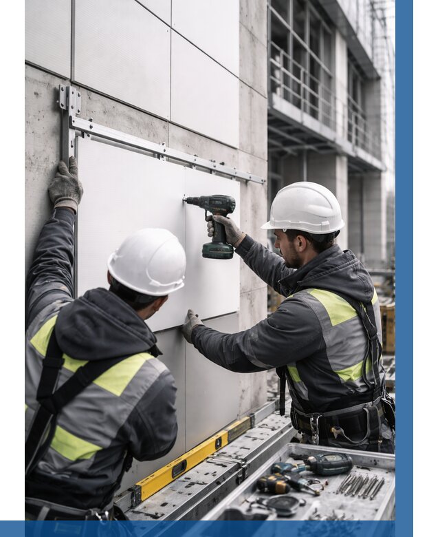 Монтаж композитных панелей фасада в Щекине от 2573 р. | ВЫСОТНИК-Екн