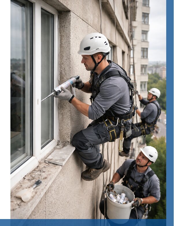 Герметизация оконных швов снаружи в Щекине от 1544 р. | ВЫСОТНИК-Екн