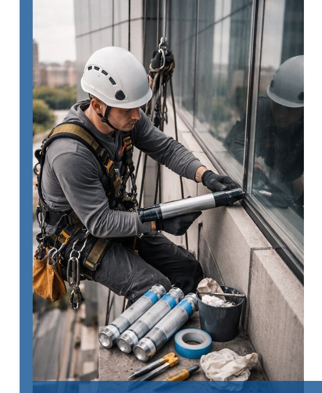 Герметизация стыков витража в Щекине для герметичных фасадов