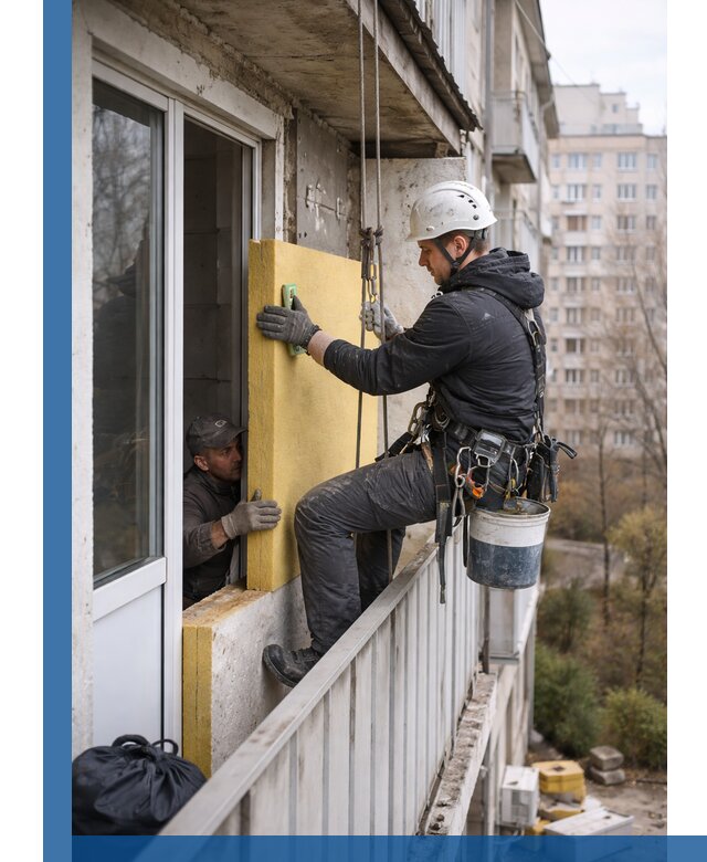 Профессиональное утепление балкона снаружи в Щекине под ключ