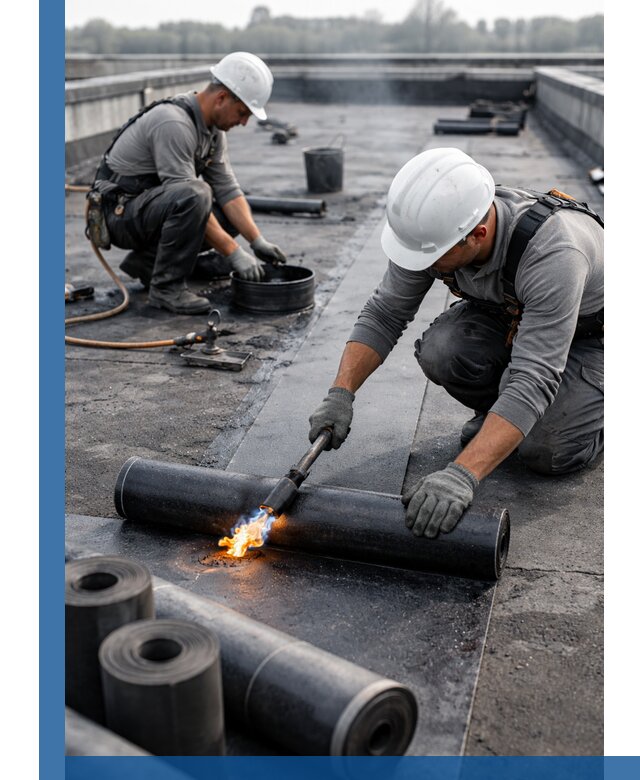 Ремонт рулонной кровли в Щекине герметизация и восстановление