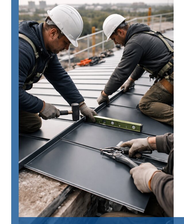 Монтаж фальцевой кровли в Щекине для промышленных зданий