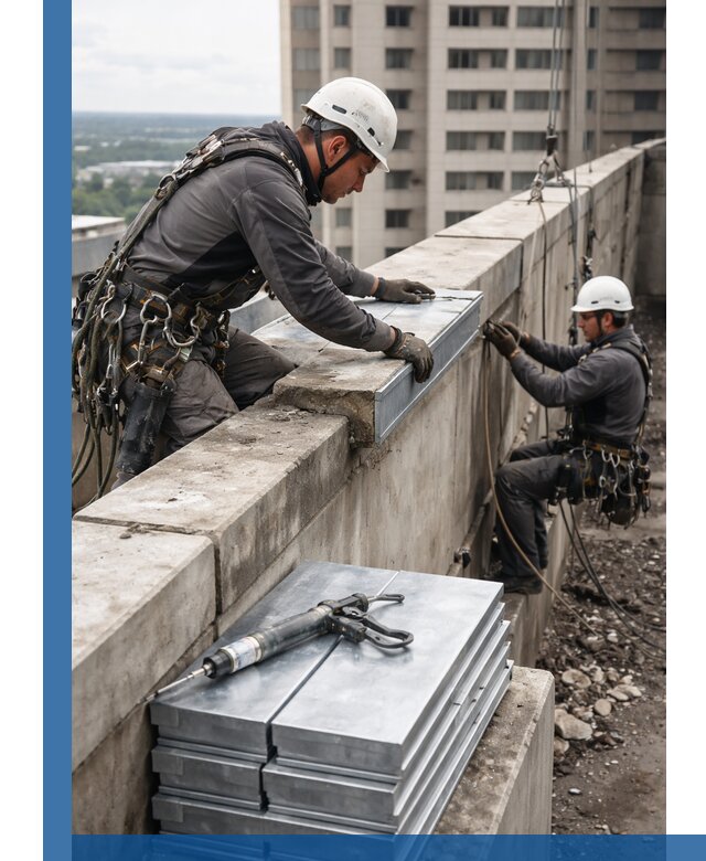 Замена парапетных крышек и установка новых в Щекине