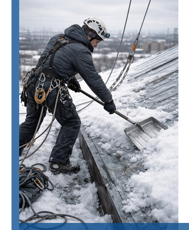 Профессиональная очистка кровли от снега и наледи в Щекине