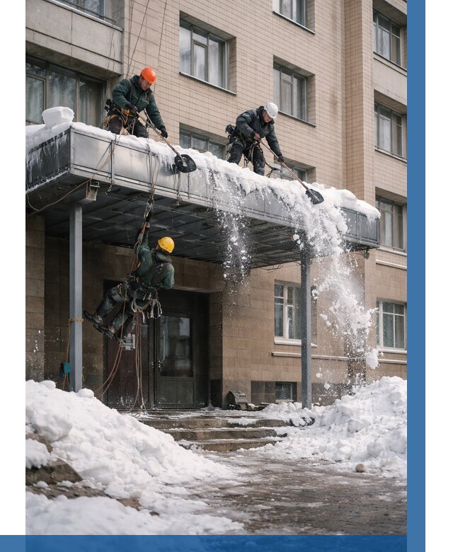 Очистка козырьков от снега в Щекине от 3602 р. | ВЫСОТНИК-Екн