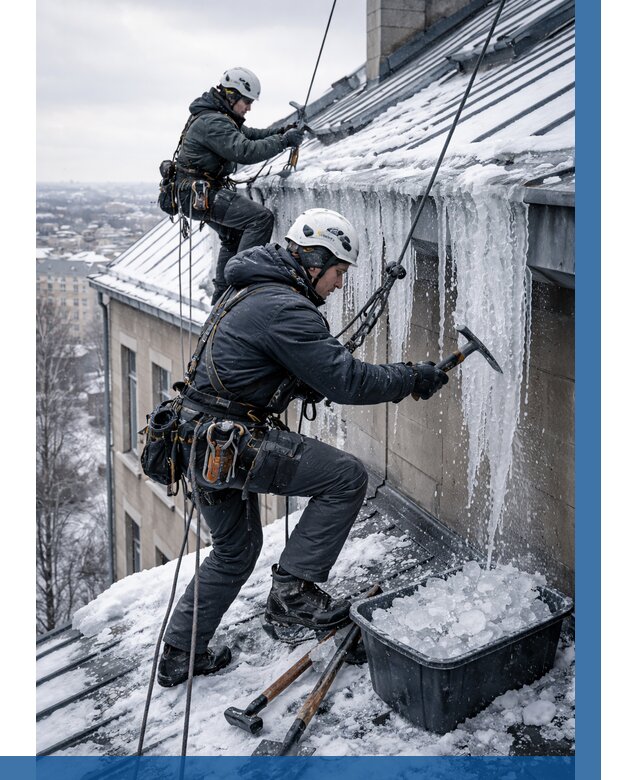 Удаление наледи с кровли в Щекине от 5661 р. | ВЫСОТНИК-Екн