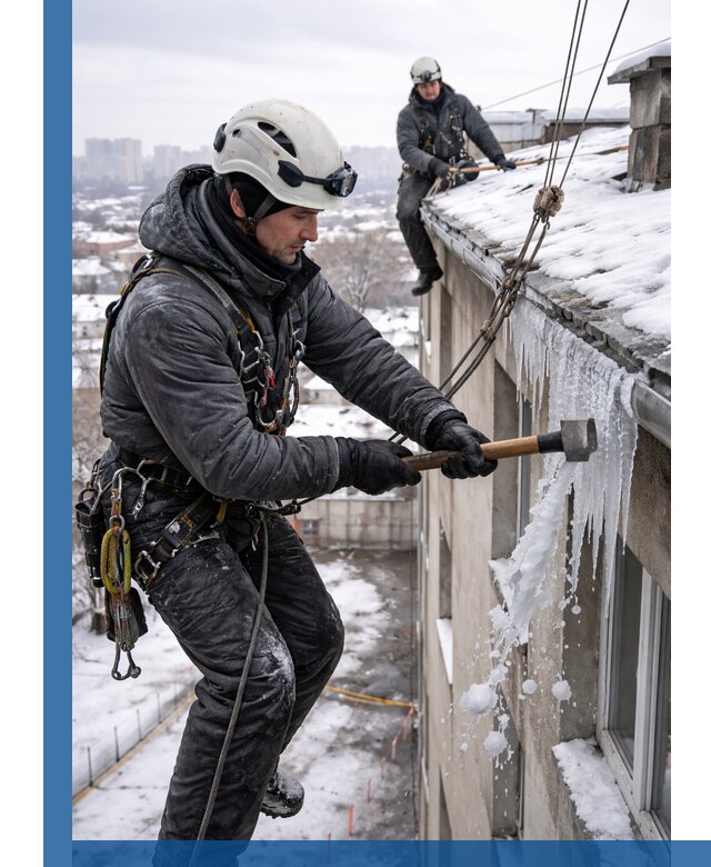 Сбивание и удаление сосулек с крыши в Щекине безопасно