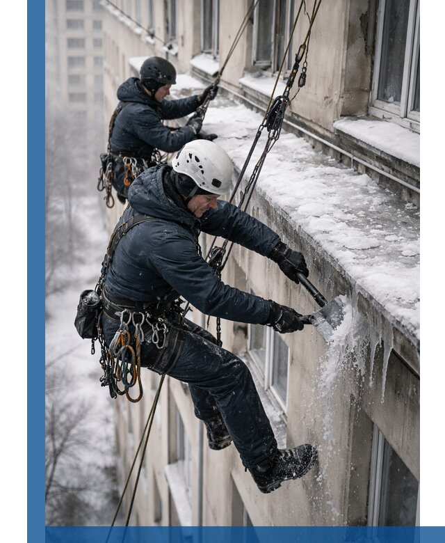 Удаление наледи и сосулек с карнизов в Щекине профессионально