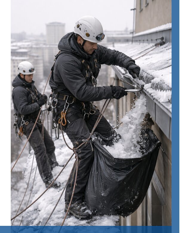 Аварийная очистка крыши в Щекине под ключ от 309 р. | ВЫСОТНИК-Екн