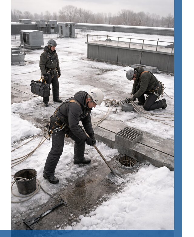 Абонентское обслуживание кровли зимой в Щекине от 8234 р. | ВЫСОТНИК-Екн