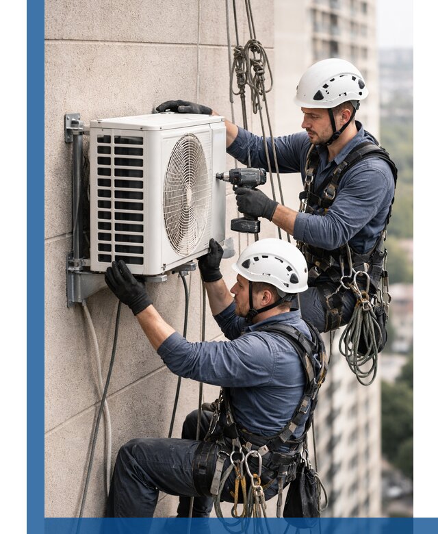 Монтаж внешнего блока кондиционера в Щекине установка и крепление