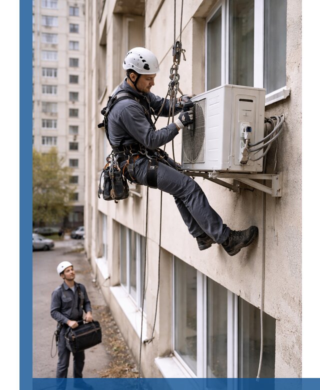 Демонтаж внешнего блока кондиционера в Щекине профессионально