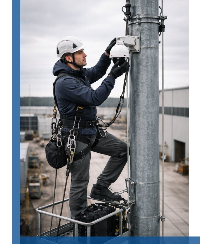 Профессиональная установка видеокамер на мачте в Щекине