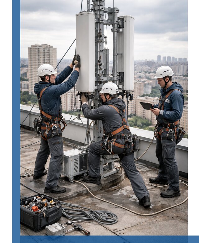 Монтаж антенн связи на крыше в Щекине с вводом в эксплуатацию