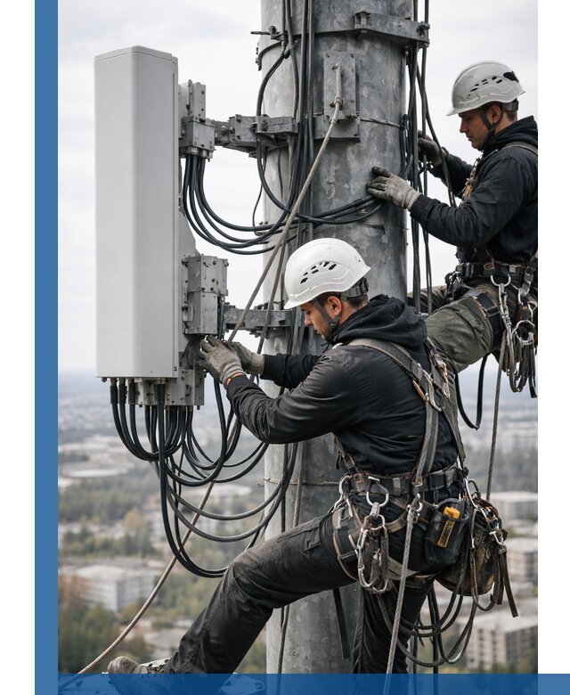 Монтаж оборудования связи на мачте в Щекине с пусконаладкой