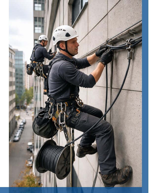 Прокладка кабеля по фасаду в Щекине от 360 р. | ВЫСОТНИК-Екн