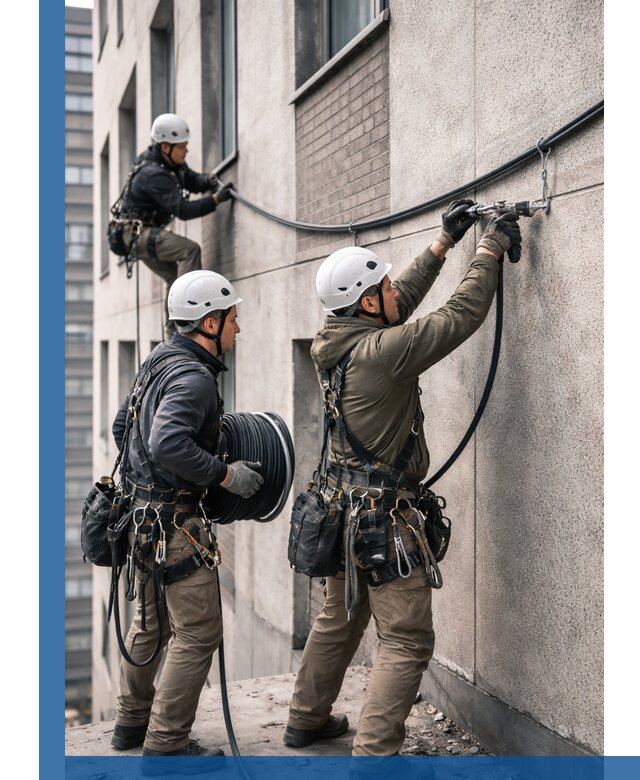 Прокладка кабеля по фасаду в Щекине, профессиональный монтаж