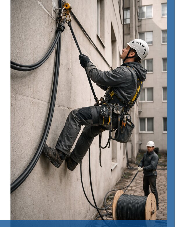 Протяжка кабеля питания на высоте в Щекине от 463 р. | ВЫСОТНИК-Екн