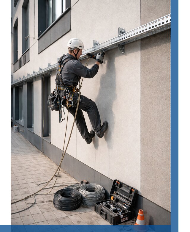 Монтаж кабельных лотков на фасаде в Щекине от 1235 р. | ВЫСОТНИК-Екн