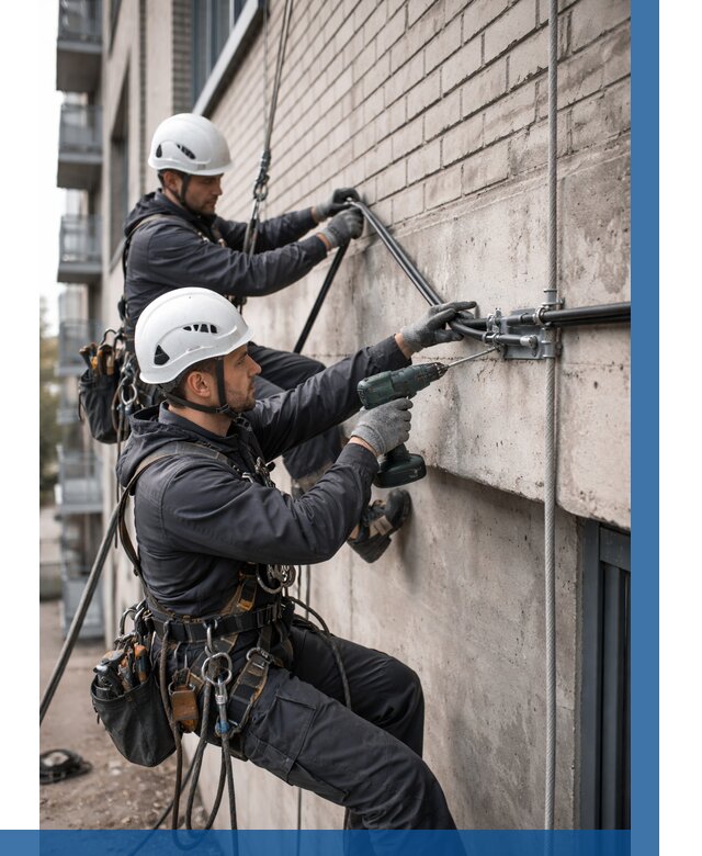 Крепление кабеля на фасаде в Щекине от 360 р. | ВЫСОТНИК-Екн