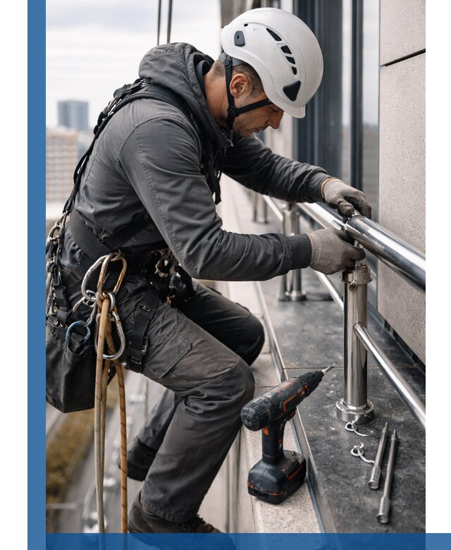 Монтаж ограждений на высоте в Щекине для зданий и конструкций