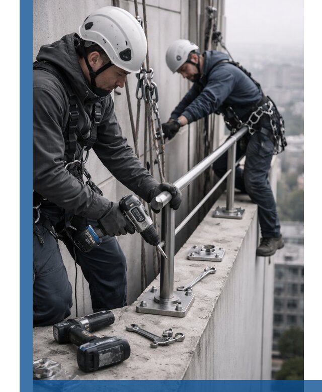 Монтаж перил на высоте в Щекине для жилых и промобъектов