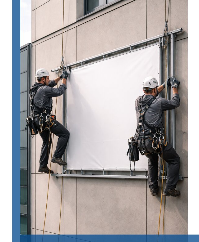 Монтаж наружной рекламной вывески в Щекине под ключ