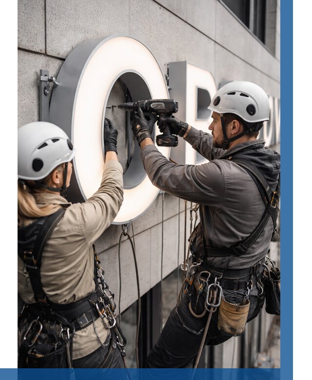 Монтаж световых букв в Щекине от 3088 р. под ключ ВЫСОТНИК-Екн