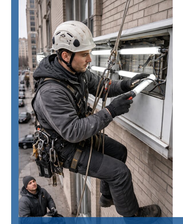 Профессиональная замена ламп в наружной вывеске в Щекине