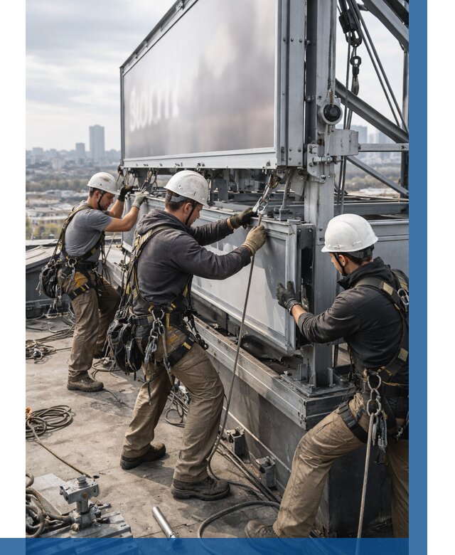 Монтаж крышной рекламной конструкции в Щекине от 61752 р.|ВЫСОТНИК-Екн