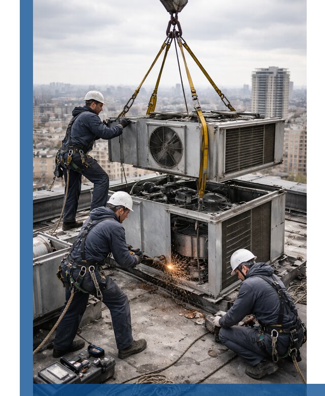 Демонтаж крышной установки в Щекине любой сложности