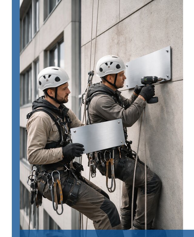 Монтаж табличек и указателей в Щекине для зданий и сооружений