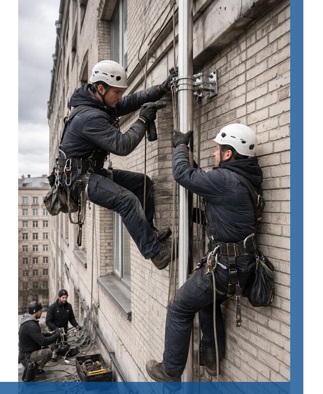 Монтаж флагштока на здании в Щекине от 6690 р. | ВЫСОТНИК-Екн