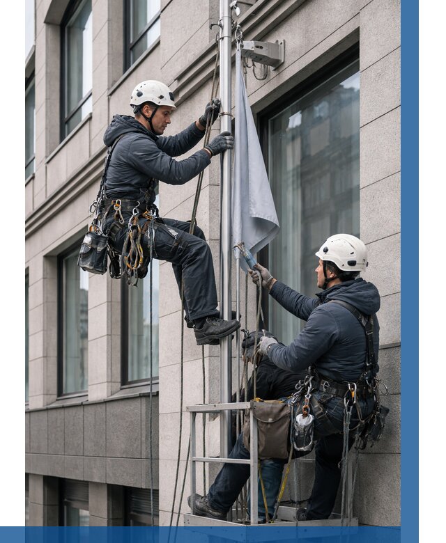 Установка флагов на фасаде в Щекине от 4631 р. | ВЫСОТНИК-Екн