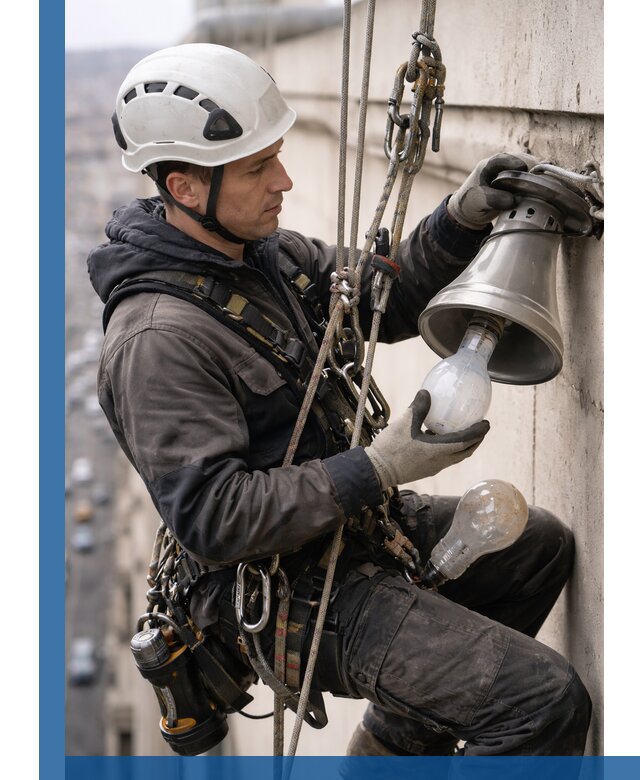 Замена ламп на высоте в Щекине профессионально и быстро