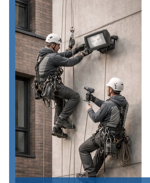 Профессиональный монтаж фасадных прожекторов в Щекине под ключ