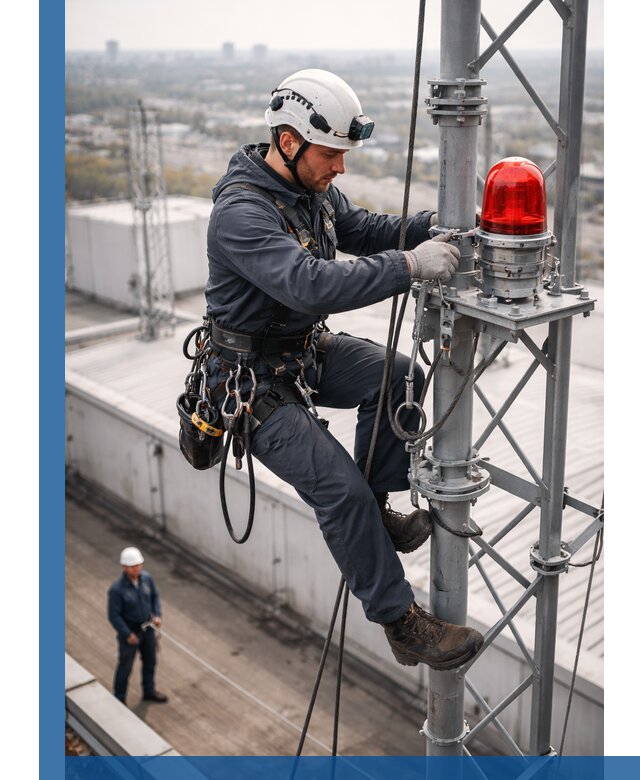 Монтаж заградительных огней и обслуживание объектов в Щекине