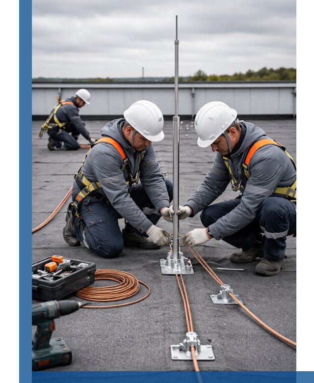 Монтаж молниезащиты на кровле в Щекине под ключ с гарантией