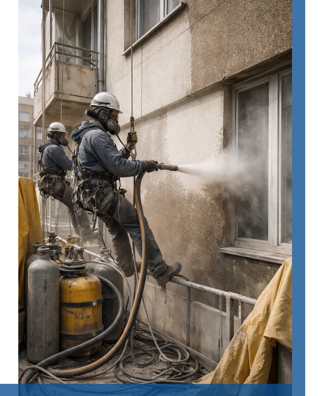 Пескоструйная очистка фасада в Щекине от 669 р. | ВЫСОТНИК-Екн