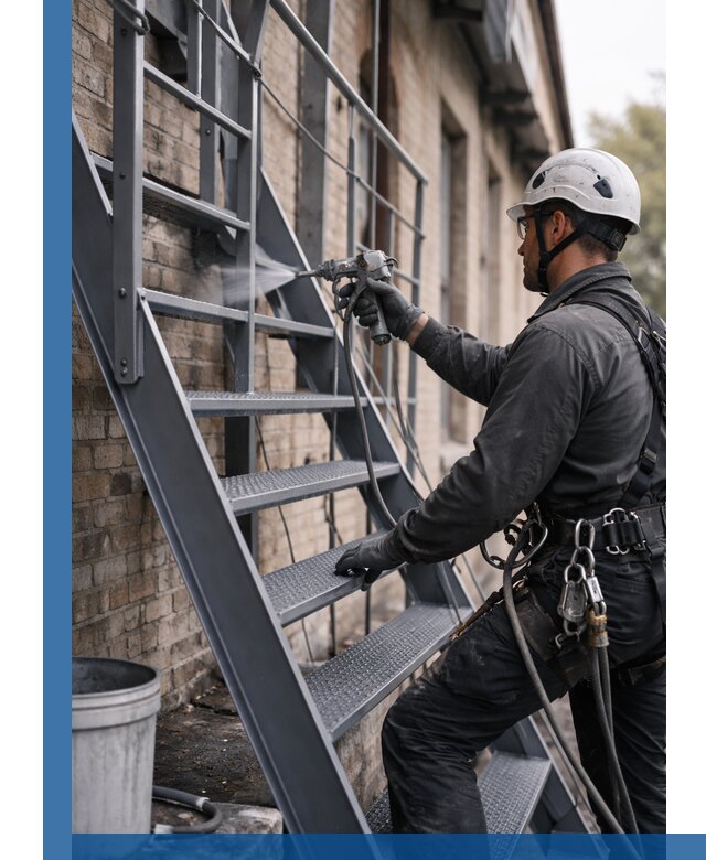 Покраска и антикоррозионная защита пожарных лестниц в Щекине